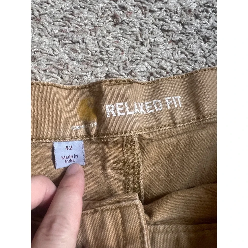 Carhartt Mens Relaxed Fit Carpenter Shorts Tan Canvas Utility Workwear Size 42
